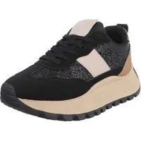 Ital-Design Stylische Sneakers mit Glitzerdetails für Damen Sneaker (90169702) Keilabsatz/Wedge Sneakers Low in Schwarz