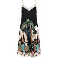 ITALY VIBES Sommerkleid - Trägerkleid - Viskose Kleid mit Landschaftsprint für Damen One Size / Einheitsgröße - passend für Größe S - L