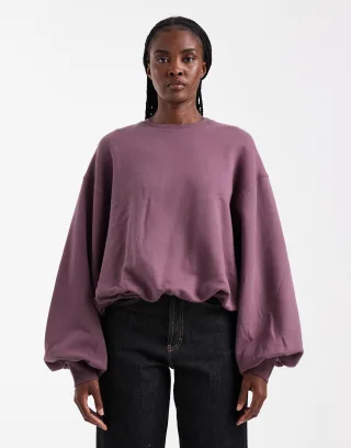 topshop - TSBIA LS BUBBLE HEM SWEATSHIRT JRS Deep Mahogany - Gr. - S
