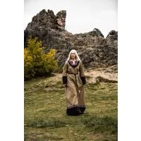 Leonardo Carbone Wikinger-Kostüm Kleid "Idun" mit V-Ausschnitt und Stickerei, kunstvolle Handstickerei, hochwertige Baumwolle