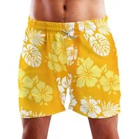 King Kameha Badeshorts Mono Hibiscus Hawaii Bade-Shorts Mesh-Einsatz Verschluss Kordelzug Mit integriertem Mesh-Innenslip für extra Komfort
