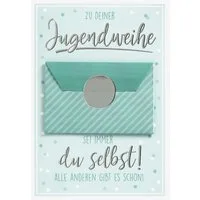 Perleberg Grußkarten Jugendweihe - Geldkarte – Glückwunschkarte im Format 11,5 x 17cm