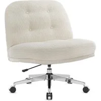 IWMH Chefsessel Dick Schreibtischstuhl mit Rollen, Cordstoff Bürostuhl ohne Armlehnen (Lesesessel mit 15cm dickem Sitzkissen), Höhenverstellbar Drehstuhl für Schlafzimmer Wohnzimmer Schminktisch
