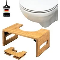 eluno Fußhocker Toilettenhocker, aus Bambus, platzsparend zusammenklappbar