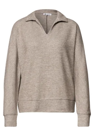 Street One - Polo-Pullover in Melange beige - Gr. - 34