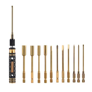 12Pcs 1.5/2/2.5/3/4/5.5mm Hexagonal Wrenches Hex Phillips Nut Slotted Screwdrivers Tool Kit for RC Model