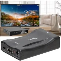 Casativo Scart zu HDMI Konverter 3W Adapter 1080p Full HD Audio Signal Wandler HDMI-Adapter SCART-Buchse, HDMI-Buchse, USB-Stromanschluss, Plug & Play, kein Treiber, 720p/1080p, automatische Bildanpassung