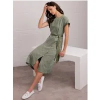 creation L Etuikleid Leinen-Kleid Kurzarm