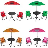 Mojawo Essgruppe 4tlg Kinder Campingmöbel Set 2 x Campingstuhl + Tisch + Sonnenschirm
