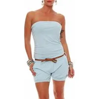 malito more than fashion Kurzoverall malito Damen Einteiler kurz in Unifarben, Overall mit Gürtel, schick mit Gürtel Einheitsgröße