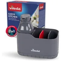 Vileda Küchenorganizer-Set Spülbeckenorganizer mit Seifenspender Polypropylen, (Set, Set), mit Seifenspender für Schwämme & Bürsten