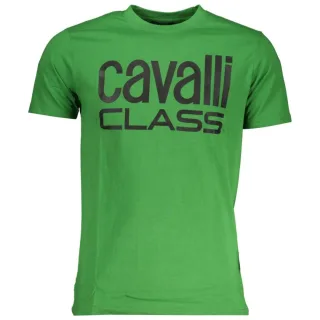 Cavalli Class Fetziges Schwarzes Logo Grünes T-Shirt