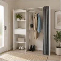 HTI-Living Garderobenständer Offene Garderobe mit Vorhang Weiß, (Stück, 1 St., 1 Garderobe)
