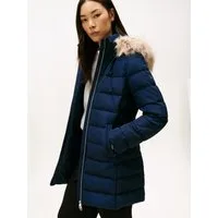 Tommy Hilfiger Steppmantel MW DOWN SLIM COAT WITH FUR mit Fellimitat