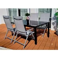 BruKa Gartentisch Sitzgruppe POETTO 4 Personen Aluminium Gartenmöbel Tisch, Stühle Terrasse Stuhl