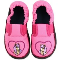 Beck Baumwollslipper Pferdchen Hüttenschuhe (mit rutschfester Laufsohle, Qualität aus Österreich) wie Barfußlaufen