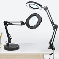 VIVIHEYDAY Lupenlampe 10X Lupe mit Licht und Ständer 2-in-1 LED Lupenleuchte, mit Klemme, & Standfuß, Vergrößerungs-Schreibtischlampe mit 5 Farbmodi Dimmbare, für Arbeit, Lesen,Nähen,Basteln,Senioren