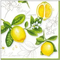 Ambiente Luxury Paper Products Papierserviette, Servietten Papier 33x33cm 3-lagig mit Vintage Zitronen Motiv 20 Stück