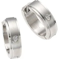 Firetti Paar Creolen Schmuck Geschenk Basic, Matt/Glanz Optik, mit Zirkonia (synth)