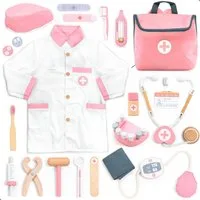 Esun Spielzeug-Arztkoffer Holz Arztkoffer Kinder Spielset Doktorkoffer Spielzeug 18 St., (SET, 20-tlg., Komplettset), Geschenk für Mädchen Jungen ab 3 4 5 6 7 8 Jahre