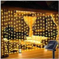 HS.SUPPLY LED-Lichtervorhang Solar Lichterkette, Solar Licht Garten – 8 Modi, Solarbetriebener Lichtervorhang, Outdoor & Indoor