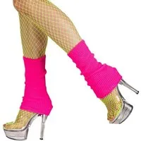 Boland Kostüm Retro-Beinstulpen neon-pink - Fasching Karneval, Für warme Knöchel und einen heißen Look: 80er Retro Stulpen