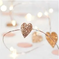 Lights4fun LED-Lichterkette 20er Herz Micro Lichterkette rosegold