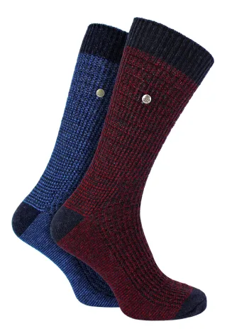 Herren Baumwolle Kleid Socken | Jeep | Midweight Knit Geist Socken, lässig gerippte Muster jeden Tag Socken - Navy / lila