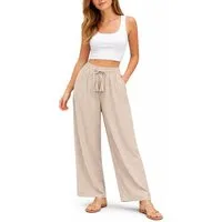 SUBLEVEL Chinos Damen Luftige Sommerhose Freizeit Weit geschnitten Stoffhose Musselin