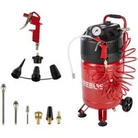 Arebos Druckluftgeräte-Set 30L Druckluftkompressor stehend, inkl. Zubehör, Wartungsarm, 13-tlg., Ölfreier Kompressor für lange und wartungsarme Lebensdauer