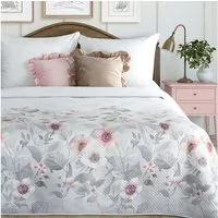 Eurofirany Tagesdecke floral, gesteppt & beidseitig, Bettüberwurf mit Blumenmuster, 170x210, 200x220, 220x240