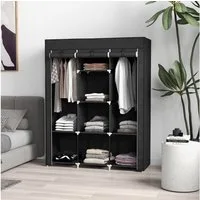 HOMCOM Stoffschrank Faltschrank, Faltbare Garderobe aus Vliesstoff (Kleiderschrank, 1-St., Tücherschrank) Schwarz, 125 x 43 x 162,5 cm