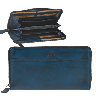 Greenburry Geldbörse Damen 16 Kartenfächer RFID Schutz Destressed – Leder navy blue. Diese große Damen-Langbörse bietet maximale Ordnung im Alltag.
