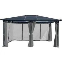 BRAST Pavillon Premium Aluminium Größen 3x4m 3,6x4,8m Moskitonetz, mit 4 Seitenteilen, wahlweise mit LED, TÜV, wasserdicht, UV-Schutz, festes Dach