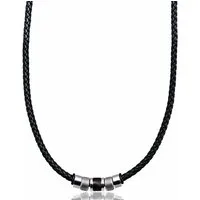 David Galvani Kette mit Anhänger Herren Halskette Lederkette Silber, Edelstahl 316L