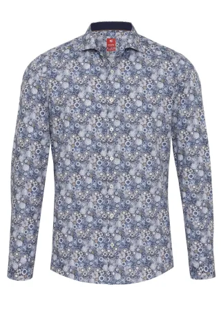 pure - PURE- City Hemd slim fit Langarm blau - Gr. - S