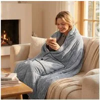 shop'n smile ideoon Heizdecke Elektrische Heizdecke 35x180 cm aus Polarfleece mit Druckknöpfen, elektrische Wärmedecke mit 3 Stufen, auch als Heizkissen nutzbar