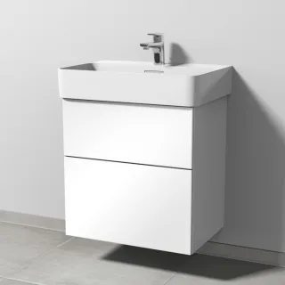 Sanipa 3way Waschtischunterbau zu Laufen VAL Waschtisch mit 2 Auszügen, Weiß-Glanz SF82178