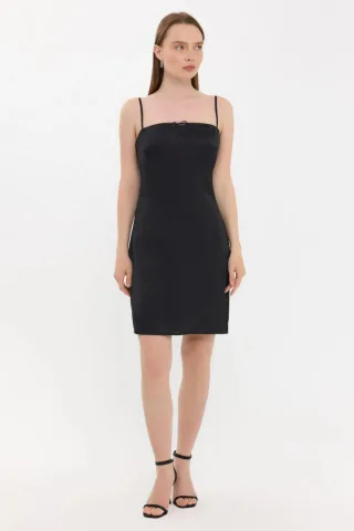 Spaghetti-Träger Mini-Kleid mit Knotenverschluss