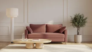 BRUNO Schlafsofa 160cm in Hazelnut Rot Braun | Flow | stabiles Massivholz & Boxspringkomfort