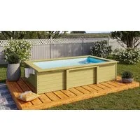 Karibu Rechteckpool Triton L 181,5 x B 305 x H 69 cm (Set, 3-tlg), kesseldruckimprägniert, Made in Germany