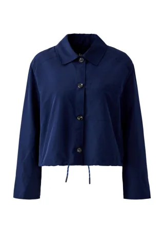 miss lagotte - Kurze Blouson-Jacke mit Tunnelzug am Saum blau - Gr. - 36