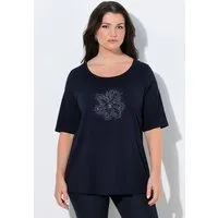 Ulla Popken T-Shirt T-Shirt Glitzer-Stickerei Halbarm Pima Cotton