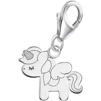Goldene Hufeisen Charm-Einhänger Einhorn Karabiner Charm Anhänger aus 925 Silber Kinder (inkl. Etui), 925 Sterling Silber mit Zirkonia Silberschmuck für Armband