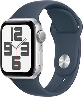 Apple Watch SE 2 (2022) [GPS inkl. Sportarmband S/M sturmblau] 40mm Aluminiumgehäuse silber
