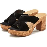 LASCANA Sommerschuh, offener Schuh, Sandalette, Mule, Pantolette aus Leder mit Blockabsatz in Kork-Optik