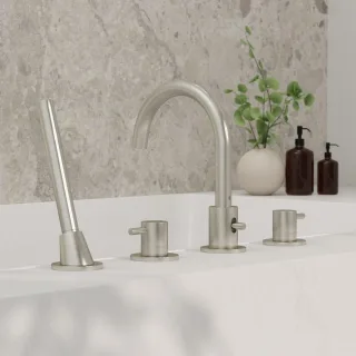 Steinberg Serie 100 4-Loch Wanne/Brause-Standarmatur, brushed nickel, 100 2400 BN 100 2400 BN