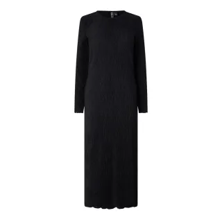 Pieces - Maxikleid für Damen, Rundhalsausschnitt, Langärmlig (Schwarz)