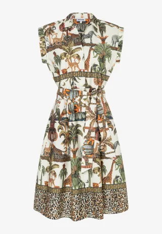 MORE & MORE - Kleid mit Jungle-Print weiß - Gr. - 36