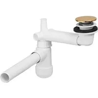 Lomadox Ablaufgarnitur SIPHON-56 Siphon für eingelassene Waschbecken, Pupup-Ventil gold